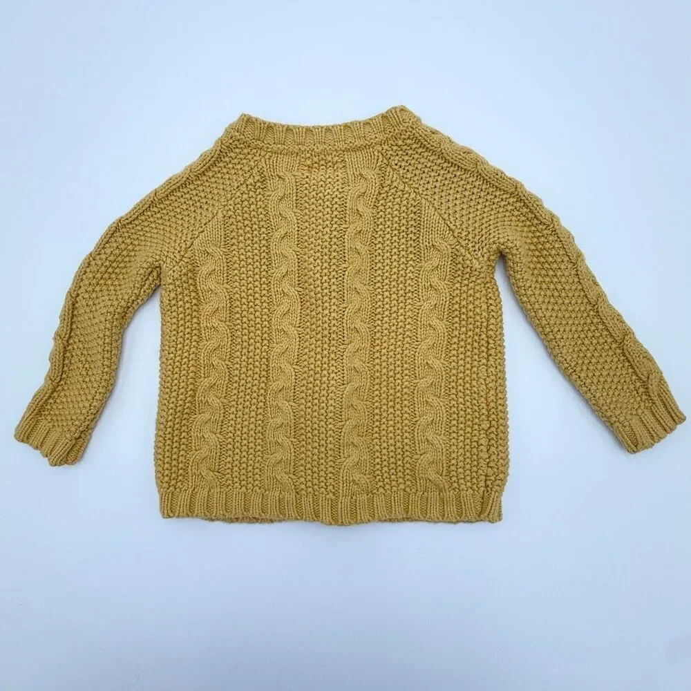 Gymboree Mustard Yellow Button Up Chunky Knit Cardigan Sweater - US Toddler Size